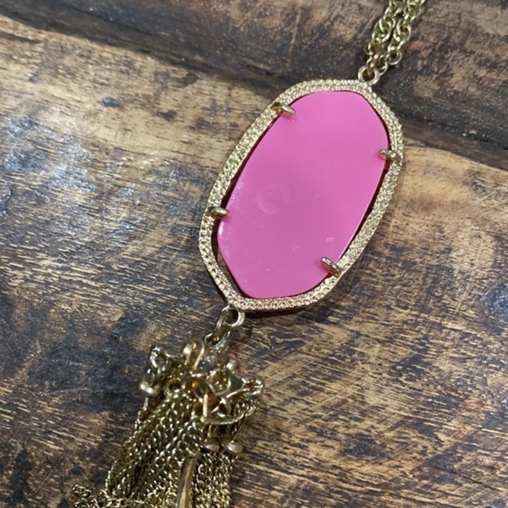 Kendra Scott Blaine Gold and pink Long Strand Necklace